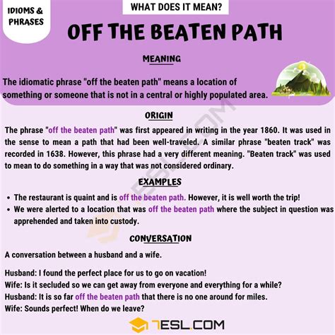 What is another word for off beaten path .